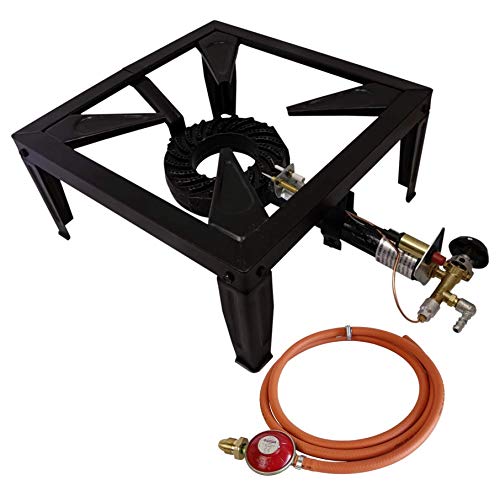 Gas Boiling Ring Burner Indoor Stove Piezo Thermocouple Catering + Gas Regulator