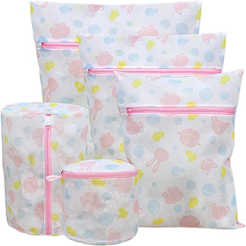 Image of Zollyss Mesh Laundry Bags, Washing Machine Wash Bags, Reusable And Durable Mesh Wash Bags For Delicates Blouse, Hosiery, Underwear, Bra, Lingerie Baby Clothes (5 Different Sizes), Multicolor