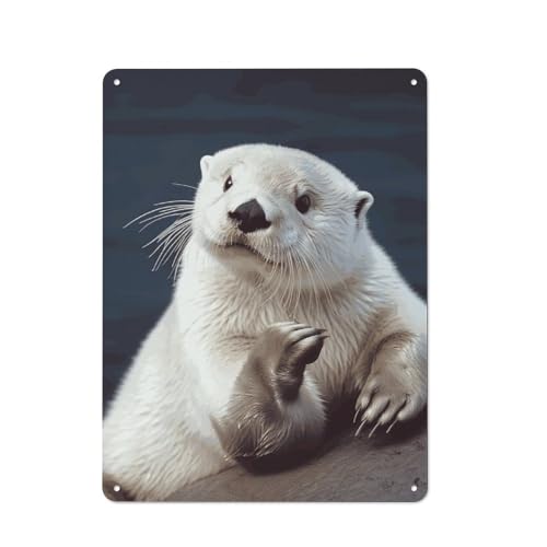Peinture en métal loutre blanche pour décoration murale de chambre