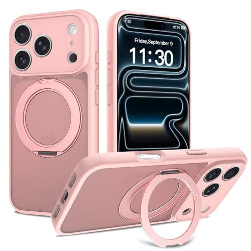 Image of Magnetic Case for iPhone 17 Pro with Magnetic Ring Stand, [Compatible with Magsafe] [Military Grade Drop Protection] Shockproof Phone Cover for iPhone 17 Pro Full Camera Protection 6.3 inch Pink
