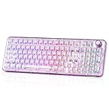 YUNZII X98 QMK/VIA Kabellose mechanische Gaming-Tastatur, Tri-Mode BT5.0/USB-C/2,4 GHz Hot-Swap-fähige Tastatur, vorgeschmierte Schalter, RGB-Hintergrundbeleuchtung (Purple, Crystal Switch)
