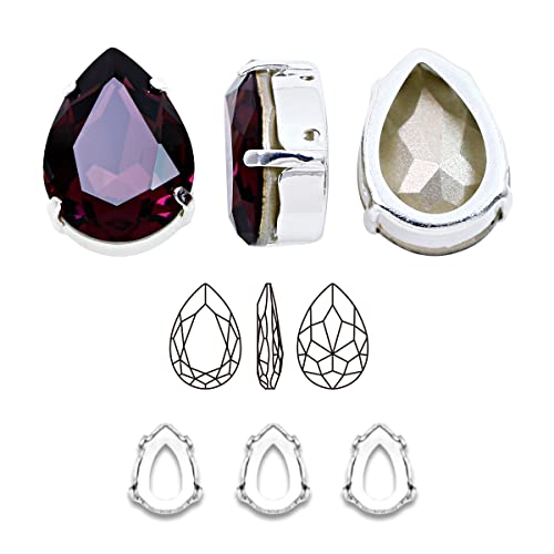 DONGZHOU Sew On Rhinestones with Claw Setting, Fancy Stone Hollow Hole Silver Flat Back Gems for Jewelry Making DIY Crafts Clothes Shoes Wedding Decoration Mixed Shapes 82pcs Amethyst 118 by DONGZHOU - Image 7