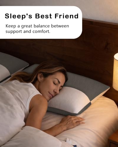 amazon basics Hollow Fiber Sleeping Pillow with Zip | Soft and Fluffy | Premium Soft Spun Polyester Outer Cover | Adjustable Height | White & Melange Grey - 27 x 16 inch (Set of 4) - Image 7