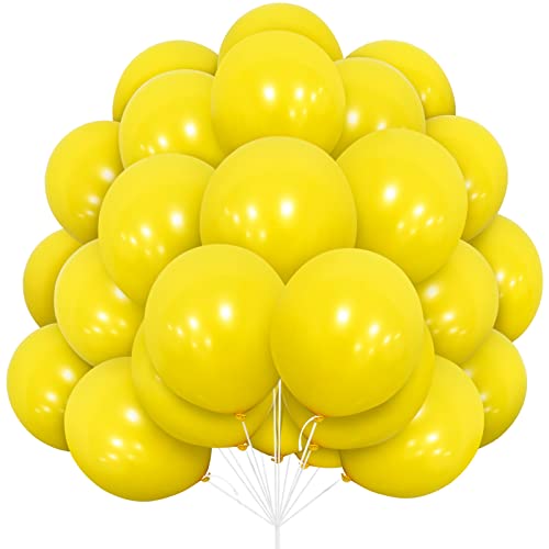 Ballons Jaune, 30 pcs ballons jaunes en Latex 12 pouces 30,5 cm Ballon Jaune avec Ruban pour Femmes Garçons Filles Anniversaire fête Halloween pique-nique...