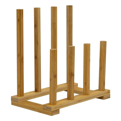 Image of Woodside Bamboo Wellington Boot Rack/Walking Boot Storage Stand, Indoor & Outdoor, Holds 4 Pairs of Wellies