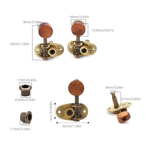 2L2R Ukulele Tuning Peg,Metal Rosewood Elegant Ukulele Machine Head Ukulele Diy Parts with Mounting Screws for 4 String Instruments - Image 2