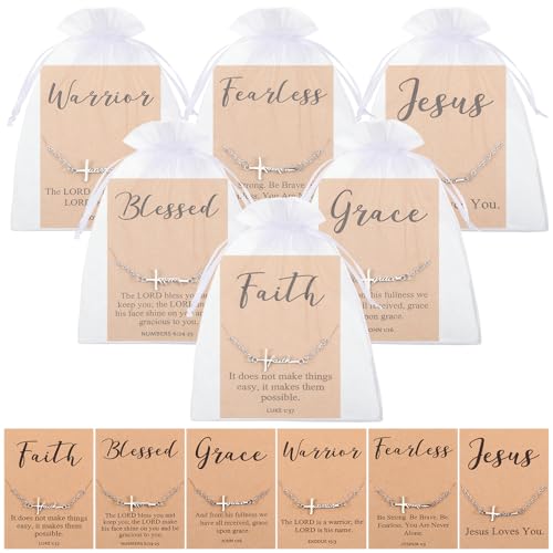 Quelay Faith Cross Bracelet Bulk Christian Gifts for Women Bracelet,Organza Bag,Bible Verse Card for Mother's Day Church