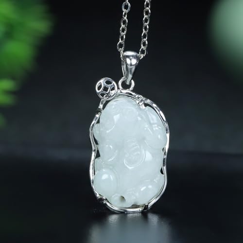 Chaîne de clavicule en jade vert pendentif émeraude et argent 925 - 4