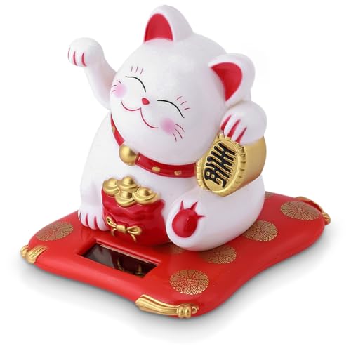 Jwthee Winkende Glückskatze Mit Arm, Kleine Solarbetriebene Winkekatze, Chinesische Glückskatze Mit Winkearm, Glückskatzenstatue, Winkekatze Mittelfinger Solar Für Zuhause, Autodekoration (Weiß) Jwthee Winkende Glückskatze Mit Arm, Kleine Solarbetriebene Winkekatze, Chinesische Glückskatze Mit Winkearm, Glückskatzenstatue, Winkekatze Mittelfinger Solar Für Zuhause, Autodekoration (Weiß)