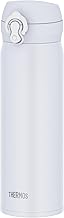 JNL-S500 SN-WH Thermos Water Bottle, Vacuum Insulated Mobile Mug, 16.9 fl oz (500 ml), Snow White, Easy to Clean and Easy to Clean Up with One-Touch Opening, Stainless Steel Bottle, Hot and Cold