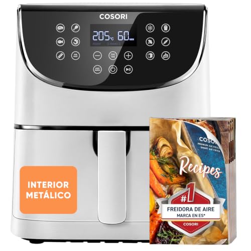 Cosori Freidora de Aire 5,7L, Interior Metálico, 11 Modos, 97% Sin Aceite