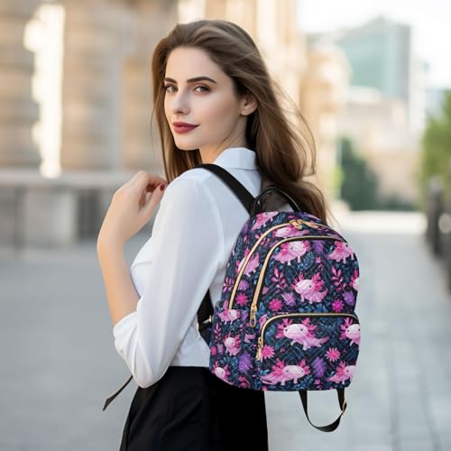 Image of ALAZA Cute Axolotl Animal Women Backpack Purse Ladies Fashion Shoulder Bag Daypack Travel Bag 10L
