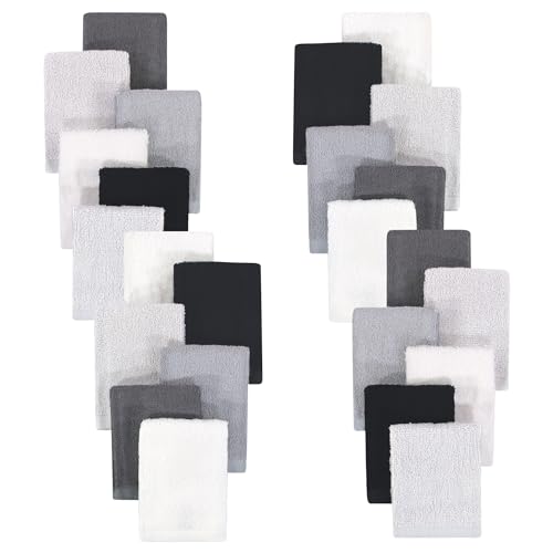 Image of Hudson Baby Unisex Baby 24Pc Rayon from Bamboo Woven Washcloths, Black White, One Size