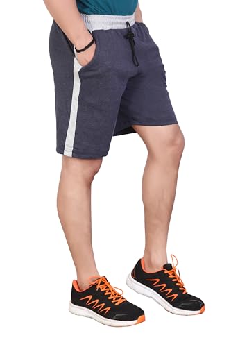 Image of Particle Men's Plus Size Big Size Bermuda Shorts | 230 GSM Ribbed Cotton Half Pant for Men with Deep Side Pockets | Sizes XL-5XL (34-52 Inch Waist)