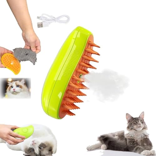 Escova Pet Para Cães e Gatos A Vapor 3 Em 1 - Autolimpante, Massagem e Remoção de Pelos - Recarregáv
