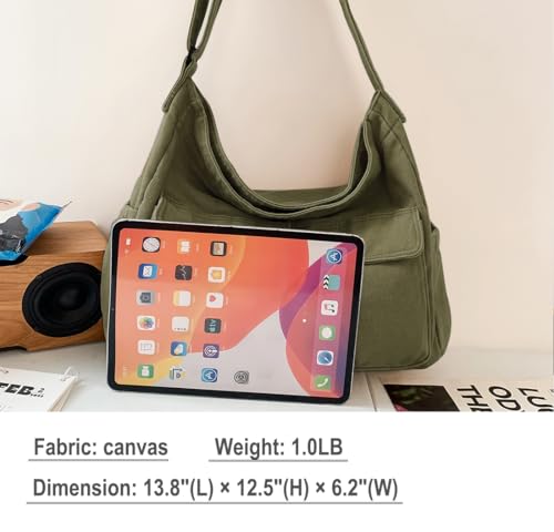 Image of Messenger Bag Hobo Crossbody Bags for Women Canvas Bag Crossbody Tote Bag Shoulder Bag
