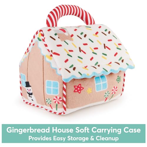 Image of GUND Baby Play Soft Collection, My First Gingerbread House 5-Piece Playset with Rattle, Squeaker and Crinkle Plush Toys, Sensory Toy for Babies, 7.5 inch