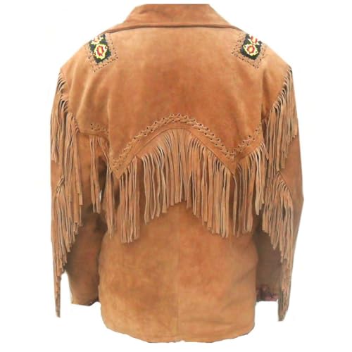 Men's Traditional Western Fringe Jacket | Brown Suede Leather Jacket | Native American Cowboy Style Coat2