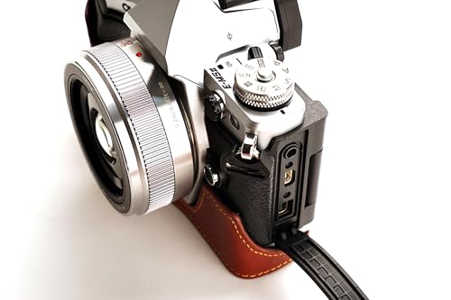 Demi étui en cuir véritable marron pour Olympus OM-D E-M5 II