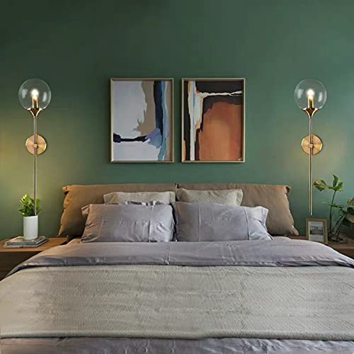 RENKTE Modern Minimalist Wall Sconce Light, 15cm Glass Ball Lamp Shade and Aluminium Support Lamp for Bedroom and Hallway (Transparent) - Image 4