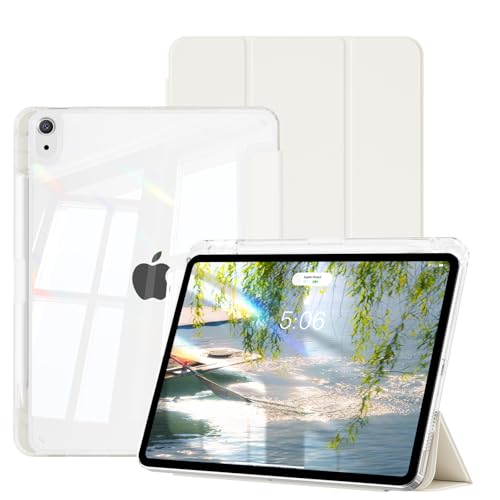 Coque iPad Air 11 M3 M2 pour le bureau et les voyages avec dos transparent blanc