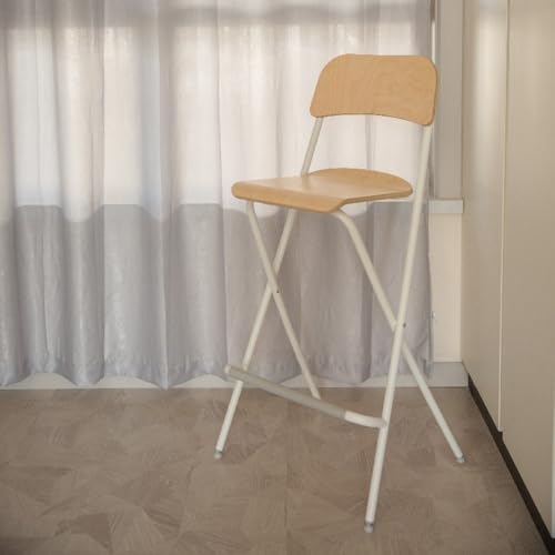 Silla plegable portátil con respaldo y reposapiés, taburete de madera para uso en interiores y exteriores, cocina, mostrador, camping, diseño plegable, 62 cm de altura, acabado de madera