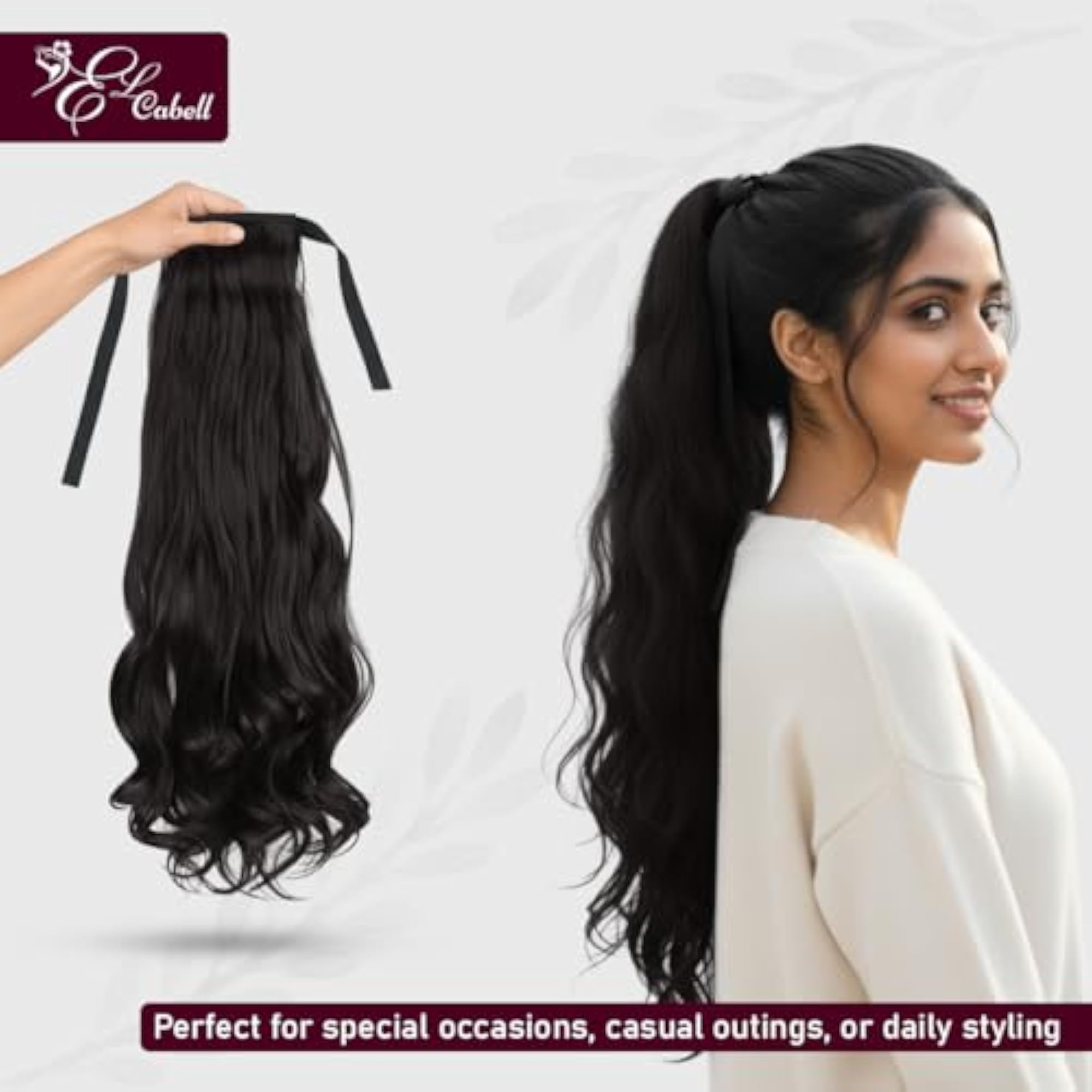 Ribbon Hair Extensions Combo with 2 Rose Clips