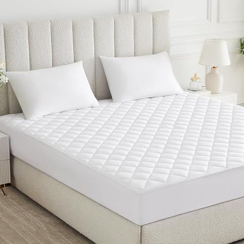 MH Home Quilted Mattress Protector Double 30 Cm Extra Deep - Quilted Mattress Topper Anti Allergy and Breathable Fitted Mattress Pad - Double(135x190+30) Cm
