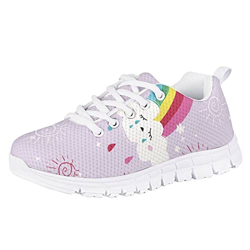 Coloranimal Pink Rabbit Cute Print Girls Boys Athletic Sneakers Air Mesh Walking Shoes