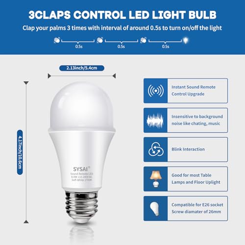 Ampoule claps pour lampe de table de chambre à détection sonore blanche - 8