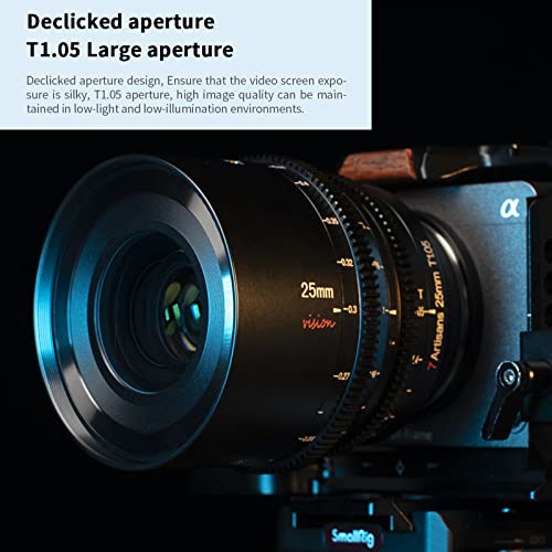7Artisans 7L12230202101 25Mm T1.05 Cine Lens For Sony-E-Mount Camera,Manual Aps-C Focus Large Aperture Mirrorless Camera Lenses thumb #2