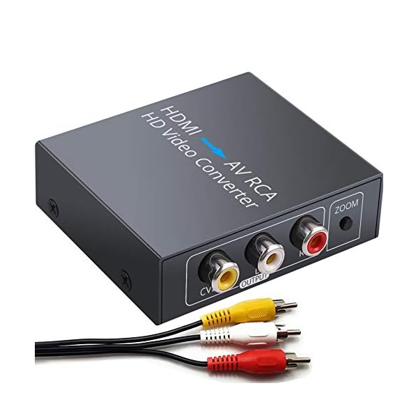 HDMI zu RCA Adapter HDMI zu AV Konverter 1080p HDMI zu AV CVBS RCA Konverter Unterstützung NTSC PAL mit 1,5 m AV-Kabel…