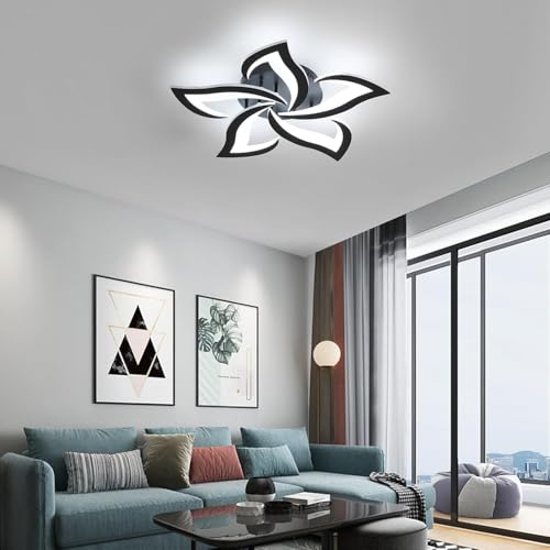 Comely Deckenlampe Led, Deckenleuchte Dimmbar, 40W 4200LM 3000k-6500k Mit Fernbedienung/APP, Moderne Deckenlampe für Wohnzimmer, Schlafzimmer, Kinderzimmer,Schwarz