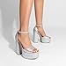 DREAM PAIRS High Heels Chunky Block Platform Heels for Women Ankle Strap Sexy Open Square Toe Heels Dressy Pumps Sandals,Size 7,Silver-Rhinestone,SDHS2324W
