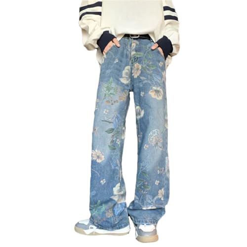 Men American Style Street Printing Loose Fit Sensibility Bell Bottoms Casual Jeans