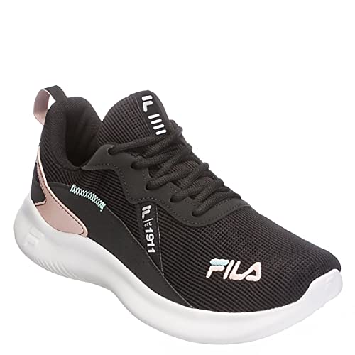 Tênis Fila Shine, Feminino, Preto/Rosa Claro/Azul Claro, 37