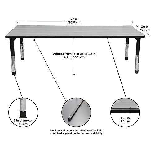 Image of Children's Factory 30 inchx72 inch As We Grow School Table, Maple-Tan, AB6604NT, Adjustable Height 16 inch-22 inch H, Kids Daycare, Preschool or Classroom Activity or Study Table