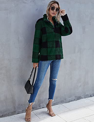 Image of AKEWEI Women Faux Fleece Sweatshirt Fuzzy Button Pullover Coat with Pocket