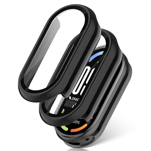 Seltureone �y2�zXiaomi Smart Band 10 �ʏ�ŗp�ی�P�[�X PC�t���[��+�����K���X�t�B���� ��̉� �������� �ϏՌ��� �[�d�\���t���[�J�o�[ Mi Band 10 �ʏ�ŕی�J�o�[ �u���b�N