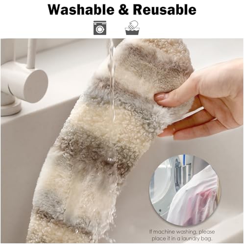 Dicker und warmer Toilettensitzbezug aus Plüsch - waschbares, wiederverwendbares Kissen mit TPR-Kleber & Parallelstreifen-Design für Komfort und Isolierung (Grau)