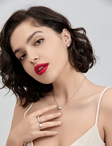 Civetcat 2 Carat Moissanite Half Bezel Set Ring For Women Platinum Plated Silver D-E-F Color Vvs 8Mm Moissanite Diamond Solitaire Engagement Promise Band (7) #TOP6