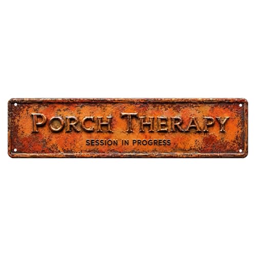 Vintage Gothic Metal Porch Therapy Sign 4x16 inch Wall Art for Home Kitchen Bathroom Outdoor Decor (Metal Porch Therapy Sign 1)