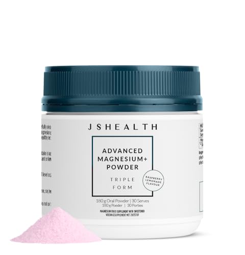 JSHealth Vitamins Advanced Magnesium+ Powder with Magnesium Glycinate & Citrate - Supplement with 3 Forms of Bioavailable, 400 mg/Serving