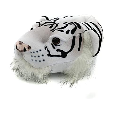Onmygogo Fuzzy Winter Tiger Animal Slippers for Men and Women (white tiger, 10.5-12) Cover