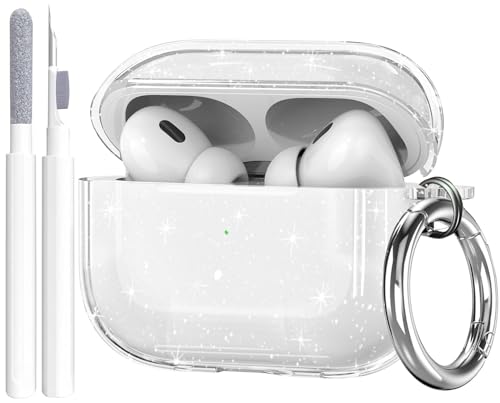 Image of OTOPO for Airpods Pro 3 Case Clear with Cleaning Kit 2025, Soft TPU Transparent Apple AirPods Pro 3rd Generation Protective Cover Skin Women Men for iPod Pro3 Case -Glitter Clear