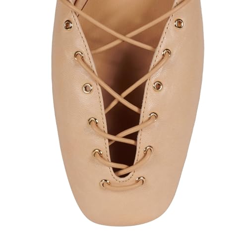 Dsevht Lace Up Ballet Flats for Women Elegant Round Toe Mary Janes Comfortable Slip-On Bow Ballerina Flat Shoes for Casual Office Date Night3