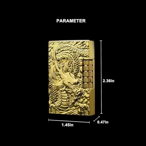 Encendedor recargable de butano con diseño dragón dorado miniatura 6