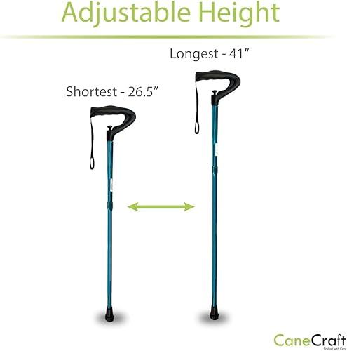 Miniatura 8 de Bastón para caminar con un botón para hombres y mujeres, ajuste hidráulico único de altura y mango de goma suave con correa para la muñeca