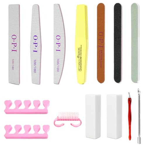 14 Pezzi Lime e Buffer per Unghie Riutilizzabili, Set Completo con Spingi Cuticole, Tronchesino Professionale e Accessori per Manicure e Pedicure, Nail Care per Casa e Salone