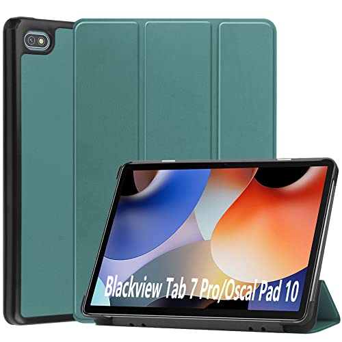 Dlahaby Hülle Kompatibel mit Blackview Tab 7 Pro/Tab 7 / Oscal Pad 10,Schutzhülle mit Standfunktion Flip Hülle Cover für Blackview Tab 7 Pro/Tab 7/ Oscal Pad 10 Tablet,dunkelgrün